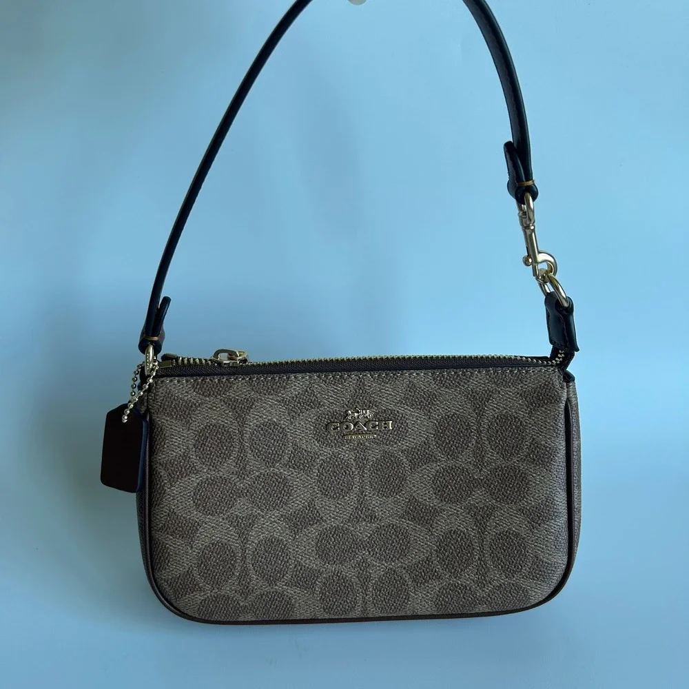 Coach Nolita 19 Brown Signature Canvas Leather Shoulder Bag Excellent